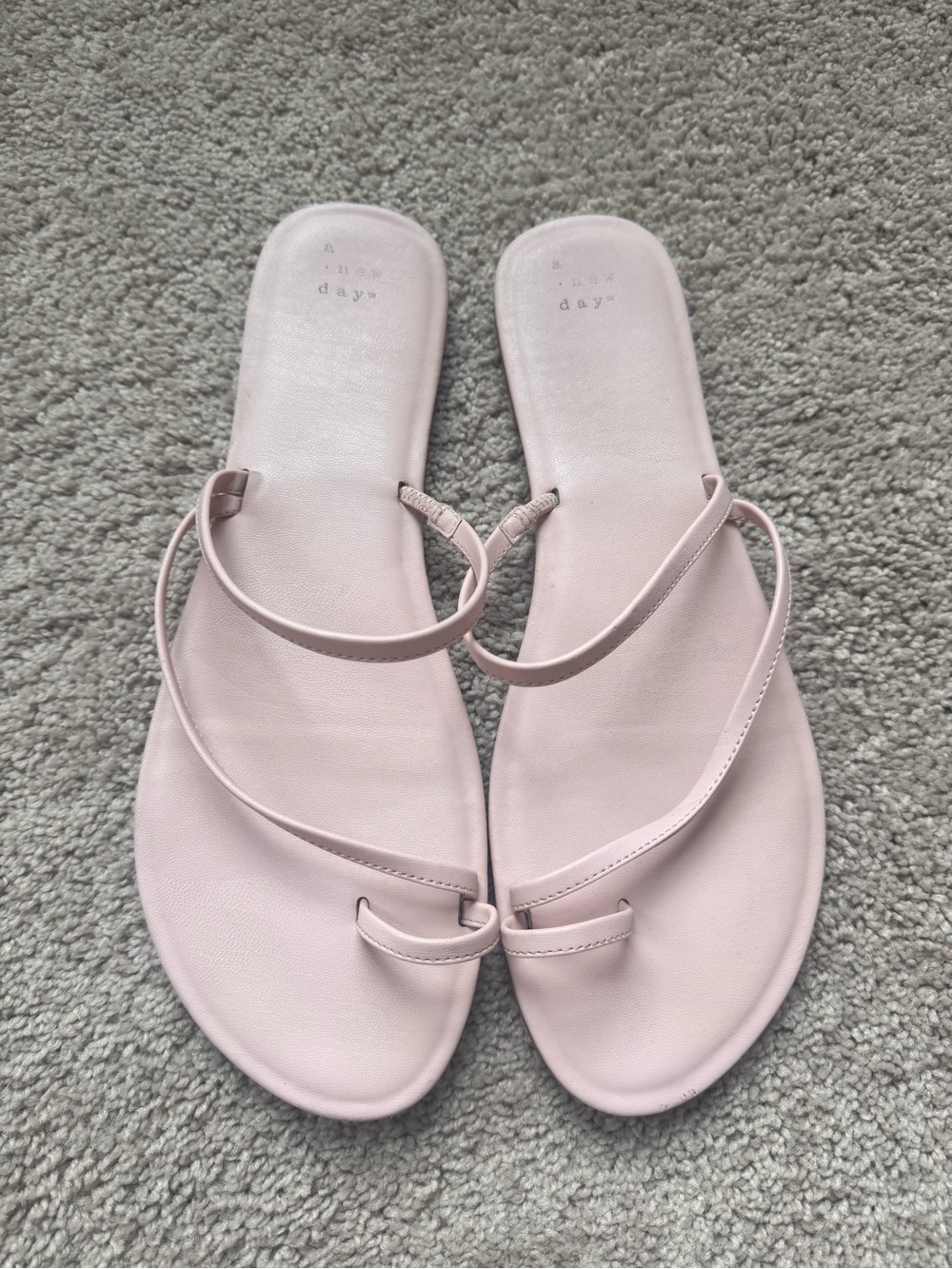 a new day Light Pink Minimalist Toe Loop Sandals